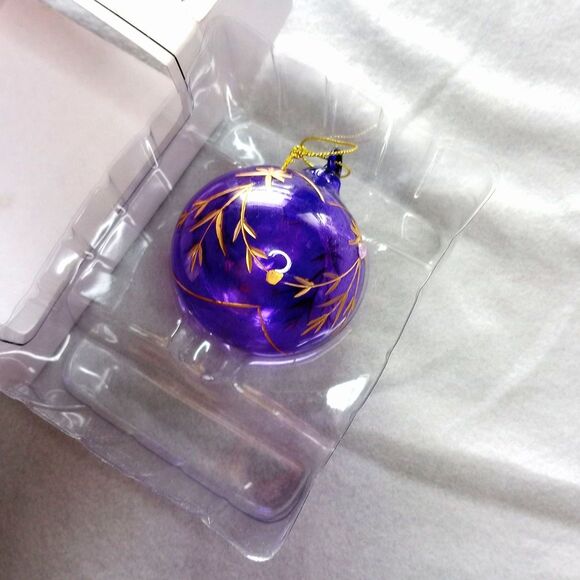 Designers Studio Glass Ornament Handmade Christmas Purple Gold Holiday Decor - Picture 6 of 7